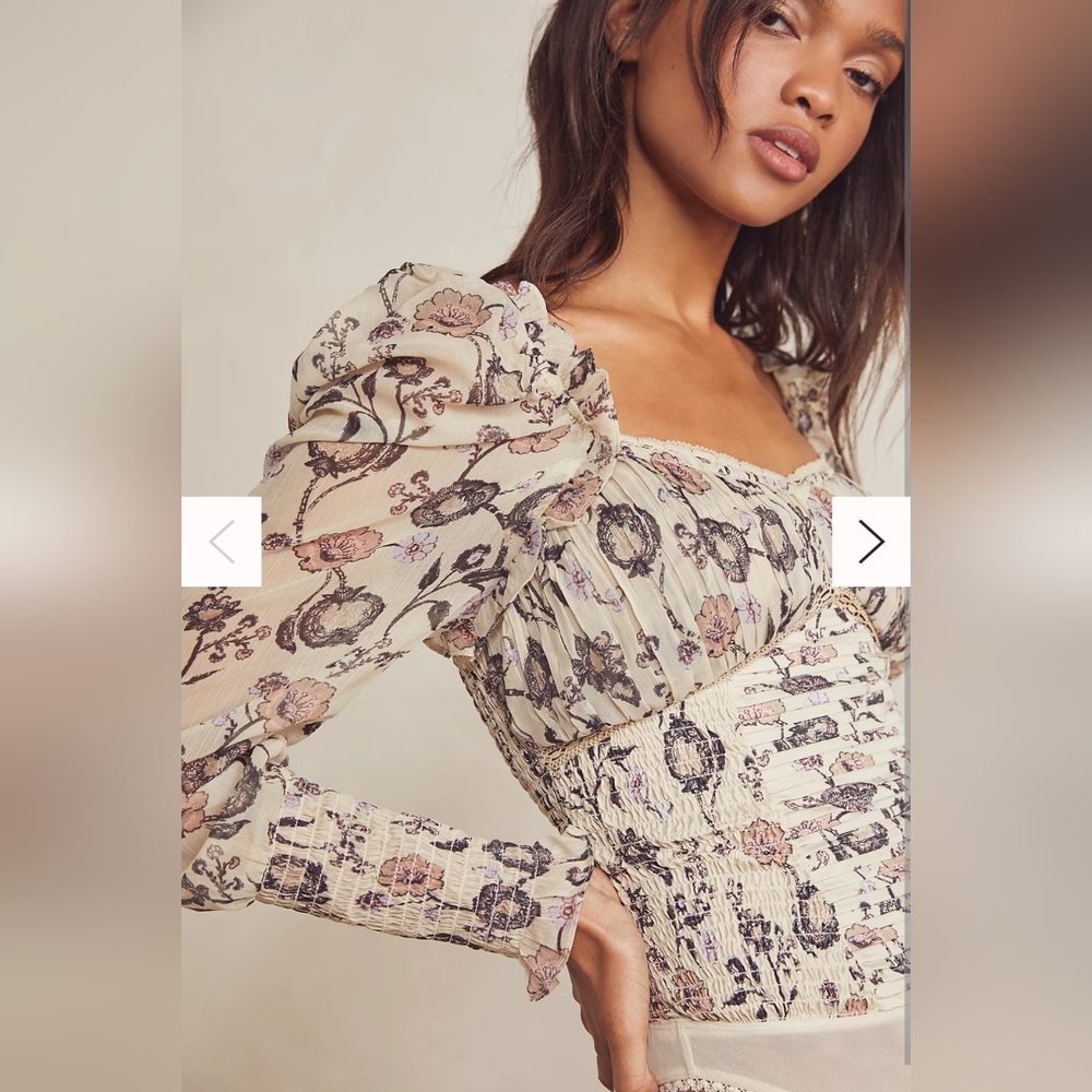 NWOT Free People Brunch Date Bodysuit in Cream, Size XS - Picture 2 of 13